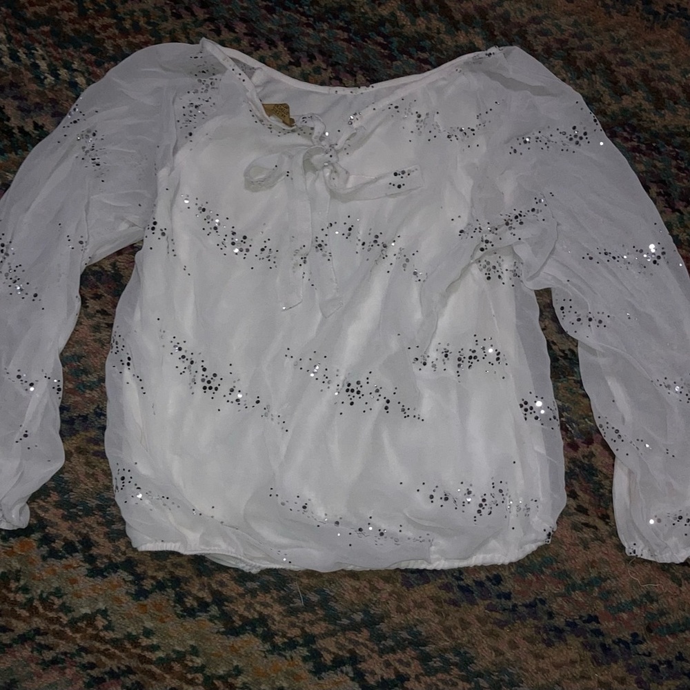 Valerie Stevens White Sequin Blouse
